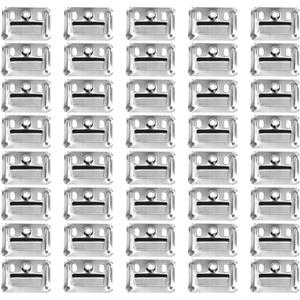 HEMOTON 100pcs Wall Buckle Interlocking Hanging Bracket Couch Clips Wall Panel Fixings Furniture Fixings Hanger Wall Panel Clips Wall Mounting Clips Stainless Steel Silver Clip