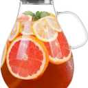 Glass Pitcher with Lid,1 Gallon Glass Water Pitcher Hot/Cold Water Jug, 128oz Juice and Iced Tea Beverage Carafe with Lid (Extra-Wide Mouth)