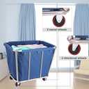 Laundry Cart Commercial/Home,10 Bushels Heavy Duty Large Stainless Steel Rolling Laundry Basket with Wheels，for Laundry/Toys/Sundries Organizer and Storage,260LBS Load
