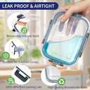 MFY 12-Pack Glass Storage Containers with Lids, Glass Meal Prep Containers Set, Airtight Lunch Containers with Lids, Microwave, Oven, Freezer and Dishwasher Safe, Gray (Grey)