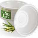 Goodluck 500 Pack White 12 oz Compostable Deep Bowls, Heavy Duty Bagasse Disposable Paper Bowls, Microwave Safe Sugarcane Fiber Bowls for Soup, Salad, Cereal & Meal Prep