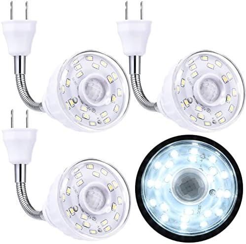 Yahenda 3 Pack Motion Activated LED Night Light Plug in Smart Dusk Dawn Sensor Light PIR Infrared Sensor Motion Detector Lamp Flexible Rotating for Hallway Stairway Garage Basement(Cool White)