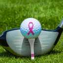 Seematn 36 Pcs Breast Cancer Awareness Gifts Set Include 12 Bamboo Golf Tees Supporting 12 Pink Ribbon Golf Ball with 12 Organza Bags for Breast Cancer Charity Event Survivor Campaign Party Supplies