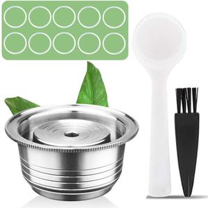 CAPMESSO Coffee Capsule, Reusable Vertuoline Pod Refillable Vertuo Capsules Stainless Steel Compatible with Nespresso Vertuoline GCA1 and Delonghi ENV135 (8OZ(Coffee Cup)+10 Silicone Rings)