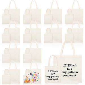 Amylove 24 Pcs Mini Tote Bag Sublimation Blank Canvas Tote Bags Reusable for Grocery Shopping, DIY, Easter Party Favor Gift Bags (15 x 15 Inch,8.5 x 8 Inch,Natural Color)