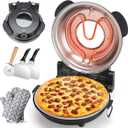 Electric Pizza Oven Indoor with Glazed Ceramic Stone, 12-Inch Portable Countertop Pizza Maker with Adjustable Timer, 1200W Heat up to 800F Pizza Maker with Viewing Window for Home DIY Pizza