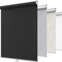 GENIMO 100% Blackout Roller Window Shades, Window Blinds Cordless with Thermal Insulated, UV Protection Fabric, Mini French Door Blinds for Home, Bedroom, Office, Black, 20" W X 72" H
