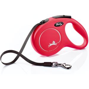 FLEXI New Classic Tape Retractable Dog Leash for Medium-Sized Dogs Upto 55 lbs. 16 ft., Red | Tangle Free Pet Walking Leash with One-Handed Brake, Pause, Lock|German Quality Product