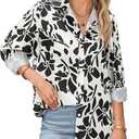 Gleeivy Floral Blouses for Women Dressy Casual Chiffon Button Down Shirts Hawaiian Printed Boho Tops Tunic Trendy 2025 (3XL)