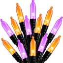 Christmas Lights Outdoor, 33FT 100 LED Mini Orange Purple Lights Plug in with 8 Modes for Outdoor Indoor Christmas Tree Lights Party Holiday Commercial Decorations, Waterproof & Connectable, 2 Pack 