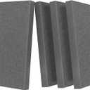 UMIACOUSTICS 4 PCS Acoustic Panels with Hanging Brackets, 2 Thick Fiberglass Sound Proof Panels Removable for Studios, Office, Home Theater Wall- Charcoal Grey (23.6" x 11.8"-4pcs)