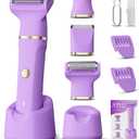 Bikini Trimmer for Women, Tiovara Painless Electric Razors Shaver IPX7 Waterproof Cordless Body Hair Trimmer Pubic Hair Removal with USB Charge Dock for Underarm Leg Arm Body Face Silk Skin (Purple)