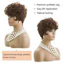 MOONSHOW Short Pixie Wigs for Black Women Auburn Red Short Pixie Cut Wig Synthetic Haircut Wig Natural Wigs for Black Women Auburn Red Curly Wigs for Women