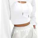 LovelyWholesale Womens Super Cropped Hoodie Sweatshirts Long Sleeve Crop Tops White X-Large
