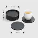 A Set of Brown PU Leather Drink Coasters 6pcs Leather Coasters with Holder for Glass Coffee Cup & Mug Tabletop Furniture Protection Bar Kitchen Dinning Accessories