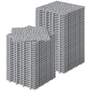 Rovibek 60PCS Plastic Interlocking Deck Tiles, 12"x12" Pebble Deck Tiles, Patio Flooring Outdoor Waterproof, Non-Slip, Indoor & Outdoor Use for Balcony Balcony Bathroom Backyard, Gray
