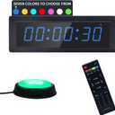 Gym Timer Clock with Remote Control & Push Button,7 RGB Color, Programmable Interval Timer, Countdown/Up Stopwatch,Wall Clock for Home Gym Garage,Portable Training Accessories(Plug-in)
