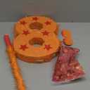 RoundFunny Number 8 Piata Anime Theme Birthday Party Supplies 13.7'' Number Piata Blindfold Stick Confetti Orange and Red Color Star Print Decor for Boys Girls Birthday Party Favor