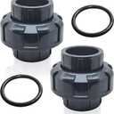 PVC Union Pipe Fittings, 2Pcs 1-1/2inch Slip Union Coupling Adapter, Schedule 80, EPDM O-ring, Socket x Socket, Grey