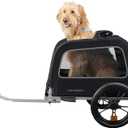 Retrospec Rover Waggin' Pet Bike Trailer - Small & Medium Sized Dogs Bicycle Carrier - Foldable Frame with 16 Inch Wheels - Non-Slip Floor & Internal Leash (Black)