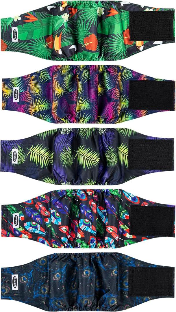 Tuiskusa Male Dog Diapers, High Absorbing Dog Belly Bands for Male Dogs, Washable Reusable Dog Male Wraps (5 Pack) (Large)