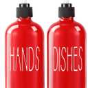 Glass Soap Dispenser Set 2 Pack,16 Oz Dish Soap Dispenser for Kitchen Sink,Red Kitchen Accessories and Kitchen Decor,Red Decorations and Kitchen Utensils for Kitchen