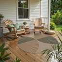 Lahome Enfys Modern Rainbow Round Rug, 6ft Easy Jute Circle Patio Rug Washable Indoor Outdoor Rugs for Living Room, Farmhouse Natural Round Area Rug Contemporary Carpet for Entryway Backyard