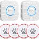 ChunHee Dog Door Bells, Smart Dog Doorbells for Dogs Potty Training to Ring to Go Outside Wireless, Dog Bells for Doggy to Go Potty Train with 55 Chimes, Adjustable 0-110db, 4 Dog Buttons (2 White Receiver+4 White Button)