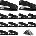9 Pcs Desktop Stapler Bulk, Metal Desktop Staplers with 6000 Staples, Heavy Duty Office Stapler 25 Sheet Capacity Office Staple for School Office (Black)