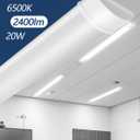 Sararoom 2FT LED Shop Light Fixture 20W LED Wraparound Light, 2400Lm,6500K Cold White, 60cm 23.6inch LED Garage Closet Light Ceiling Light for Office Home Basement, No Plug, No Ground Wire