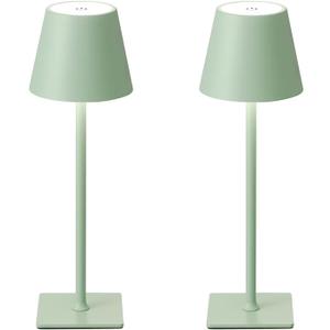 Green Rechargeable Table Lamp Set of 2,Cordless Lamps-6000mAh Battery Operated-Small Touch Lights for Table,Portable Lamps,Tabletop Lamp,Battery Powered Lamp,lampara recargable para apagones