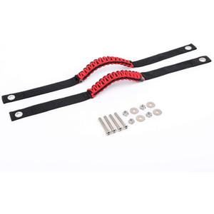 Savadicar 2 Pack Roll Bar Grab Handles for 2018-2024 Jeep Wrangler JL JLU 4XE & Gladiator JT, Roof Top Paracord Handle for Secure Grip, Essential Interior Accessories, Red