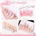 Flatback Pearls for Nail Art with Rhinestones Glue Gel, Half Round Nail White Pearls with Pickup Pencil and Tweezers, Pearls Nail Charms Accessories for Acrylics Manicure Face Hair Crafts Decor