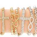 RUBYCA 30pcs Metal Cute Bow-Knot Connector Beads Crystal Inlay DIY Jewelry Making Bracelet Gold Tone