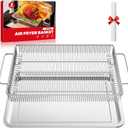 Air Fryer Basket for Oven, Air Fryer Basket and Stainless Steel Baking Tray Pant Oven Air Fryer Pan Rack for Cooking Baking Dishwasher and Broiling (15.9 in * 9.8 in &14.9 in * 11 in)