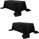Large Black Rectangle 90 x 156 Inch Tablecloth - 8ft Washable Polyester Tablecloths - Perfect for Wedding, Restaurant, Party, Dinning, Banquet Decoration (2 Pack)