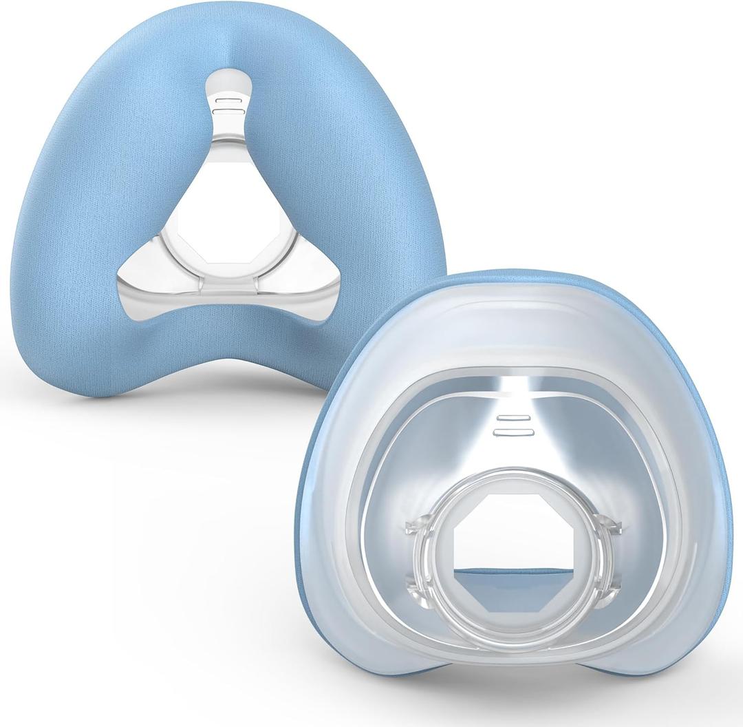 2-Pack Soft Fabric Replacement Nasal Cushions for AirFit N20 and AirTouch N20, Upgraded Fabric & Silicone CPAP Nasal Mask Cushion with Enhanced Comfort & Reliable Seal - Medium, Blue