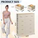 WLIVE Tall Dresser for Bedroom, 11 Drawer Chest of Drawers, Cream White