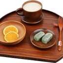 Wooden Serving Tray Half Moon Shaped Food Bread Platter Decorative Counter Tray for Serving Coffee Tea Cheese Dessert Vegetable Fruit (Medium)
