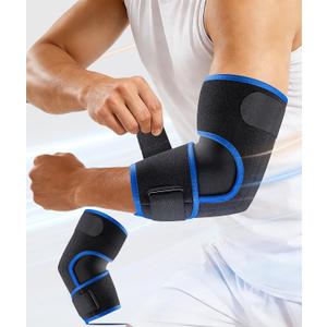 Elbow Brace for Tennis Elbow & Tendonitis- Adjustable Compression Sleeve Strap for Sports Injury, Bursitis, Arthritis Pain Relief, Elbow Support for Men & Women