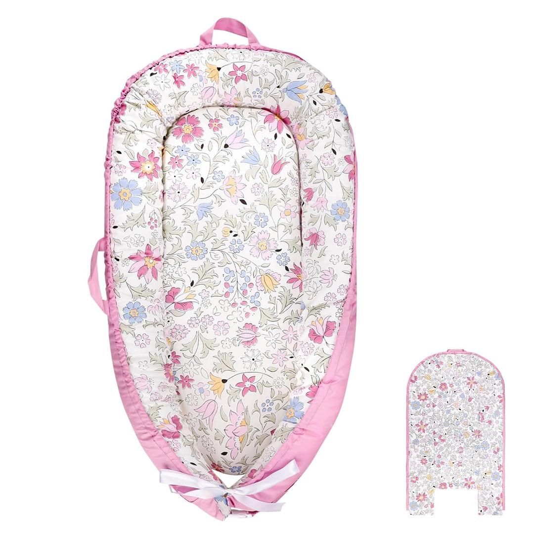 Baby Lounger Cover, Cotton Newborn Nest Cover, Baby Lounger Replacement Cover, Soft & Breathable, Reversible & Adjustable, Purple(Cover Only)