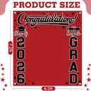 Frienda Large Class of 2026 Graduation Backdrop 6.6 x 7.2 ft Congrats Grad Graduation Party Decoration Photography Background for High School College Party Decor Supplies(Red Black)