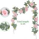 TELDRASSIL 4Pcs(26 FT) Artificial Rose Vine Fake Flower Garland Fake Silk Rose Hanging Vine for Wedding Party Background Arch Garden Background Decoration (Pink)