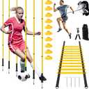 24Pcs Soccer Agility Training Equipment Set Ultimate Agility Poles Cones Ladder More for Quick Assembly and Easy Portability Suitable for All Skill Levels Enhance Speed Agility Training (Yellow)
