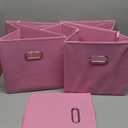 Yunkeeper Black Fabric Cubby Storage Bins,13x13x13 Inches ,Cube Organizer Bin Foldable Storage Boxes with Dual Handles Fabric Organizer Box and collapsible Storage basket,Set of 3 ,Pink