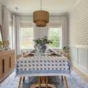 Handcrafted Hand Block Print Tablecloth 8 Seater Rectangle 60x108 Inch - Floral Canvas Cotton - Fall & Holiday Dinner Collection - Washable Reusable Sustainable Gift-Boxed - Blue & White (Blue Dutch Delft Blossoms)