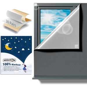 NIGHTON Portable Blackout Curtains 120"57" Strong Hook and Loop Tape Strips with Adhesive,Black Out Shades That can be Cut,100% Blackout Material Blackout Blinds for Baby Nursery or Travel Use-Gray (Dark Grey)