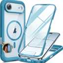 Miracase Magnetic for iPhone Air Case 6.5" [Compatible with MagSafe] Full-Body Phone Case with Built-in Glass Screen Protector & Camera Control,Drop Proof iPhone 17 Air Case Cover, Blue