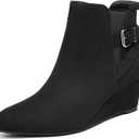 DREAM PAIRS Women's Wedge Ankle Boots Fall Low Heel Short Booties Shoes (8.5, Black)