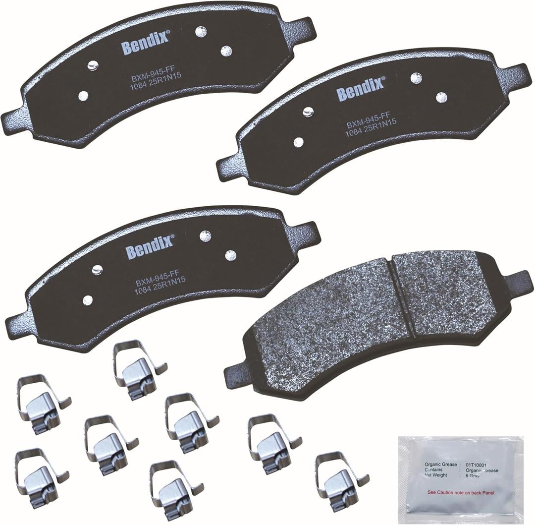 Bendix Priority1 CFM1084 Semi-Metallic Front Brake Pads for Select Models Chrysler Aspen, Dodge Dakota, Durango, Ram 1500, Mitsubishi Raider, 1500 Classic, Dakota